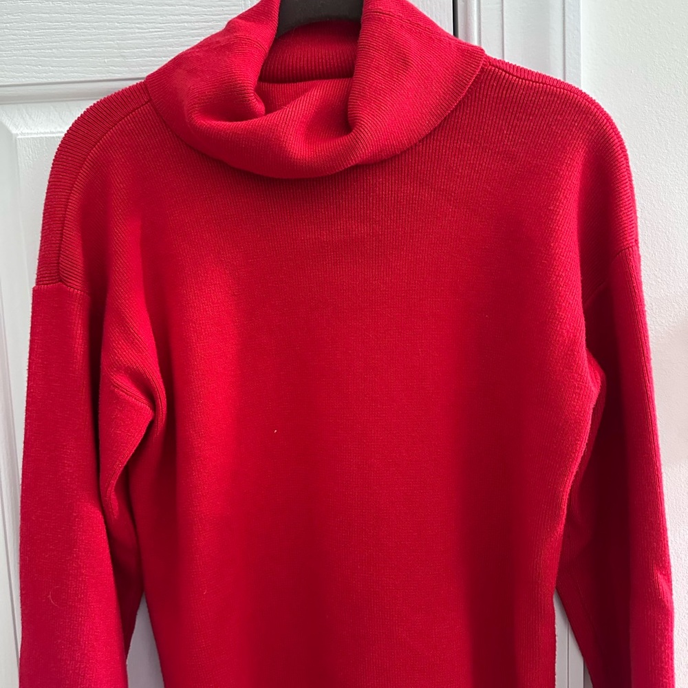 Red Christmas VALENTINE Holiday Boxy Drop Shoulder Ribbed Sweater Small